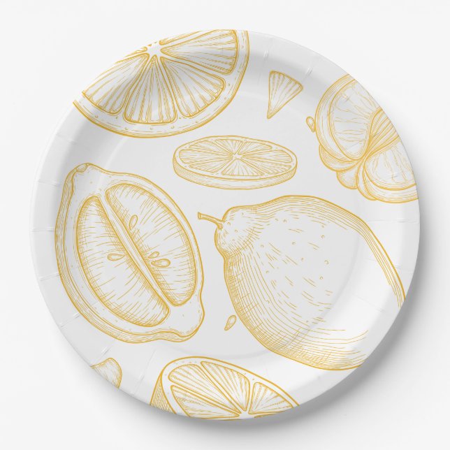 Bright Minimalist Citrus Bridal Shower Paper Plate (Front)