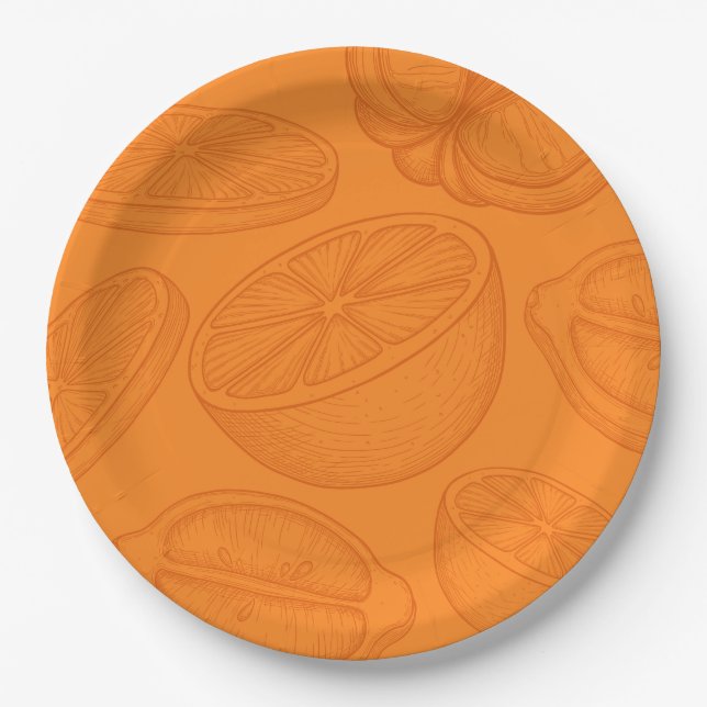 Bright Minimalist Citrus Bridal Shower Paper Plate (Front)