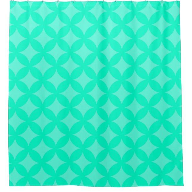 Bright Mint Green Geocircles Pattern Design Shower Curtain (Front)