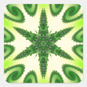 Bright Mint Green Kaleidoscop Art Square Sticker
