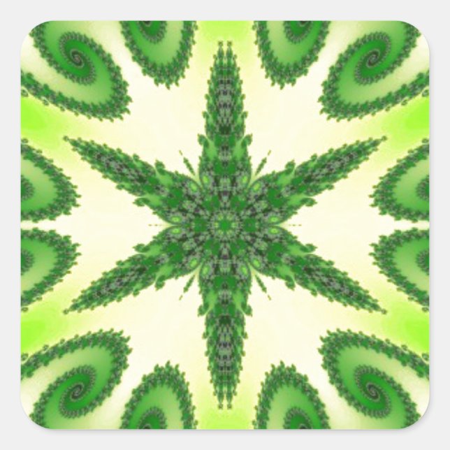 Bright Mint Green Kaleidoscop Art Square Sticker (Front)