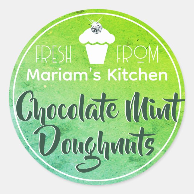Bright Mint Green Teal Cupcake Cake Pastry Label (Front)