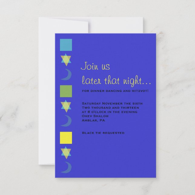 BRIGHT MITZVAH Bar Bat Mitzvah Reception Card (Front)