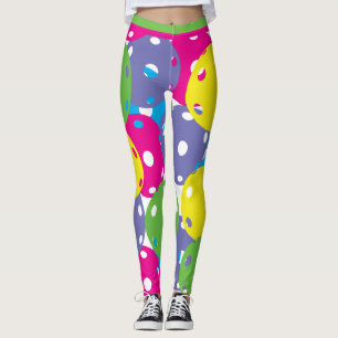 Bright mix of Pickleballs (XL tile size) Leggings
