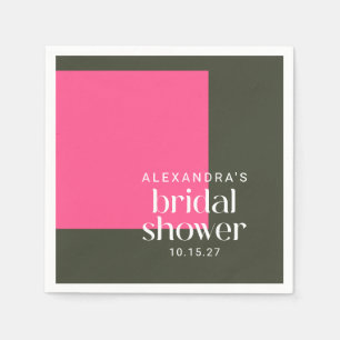 Bright Mod Groovy Pink Green Bridal Shower Custom  Napkin