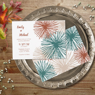Bright Modern Abstract Dark Teal Copper Bisque  In Invitation