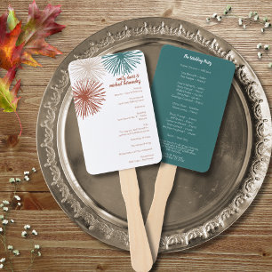 Bright Modern Abstract Dark Teal Copper Bisque Pr Hand Fan