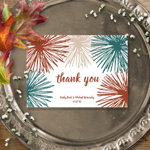 Bright Modern Abstract Dark Teal Copper Bisque  Thank You Card