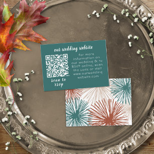 Bright Modern Abstract Dark Teal Copper Web QR Enclosure Card