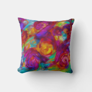 Bright modern abstract floral cushion