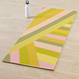 Bright Modern Citrus Stripes Green and Pink Yoga Mat
