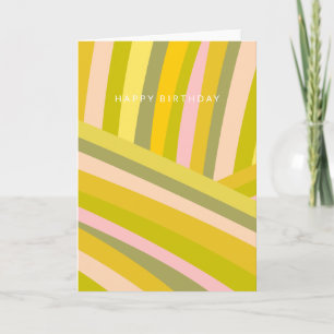 Bright Modern Citrus Stripes Green Pink Birthday Card