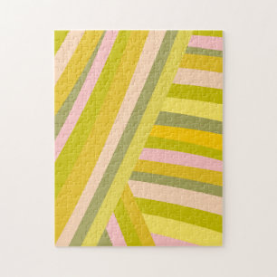 Bright Modern Citrus Stripes Pattern Jigsaw Puzzle