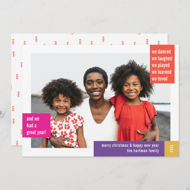 Bright Modern Colour Block Photo Christmas Holiday Card (Front/Back)