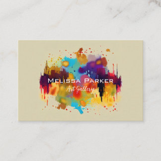 Bright Modern Cool Abstract Chic Watercolour Business Card