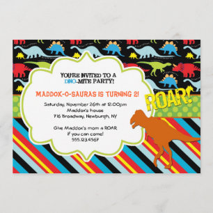 Bright Modern Dinosaur Birthday Party Invitation