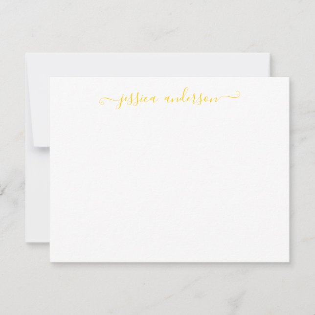 Bright Modern Elegant Sunny Golden Yellow Script Card (Front)