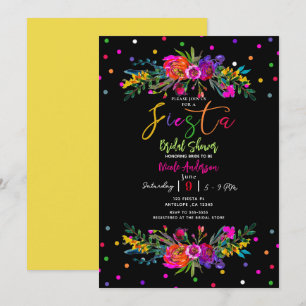 Bright Modern Floral & Black Fiesta Bridal Shower  Invitation