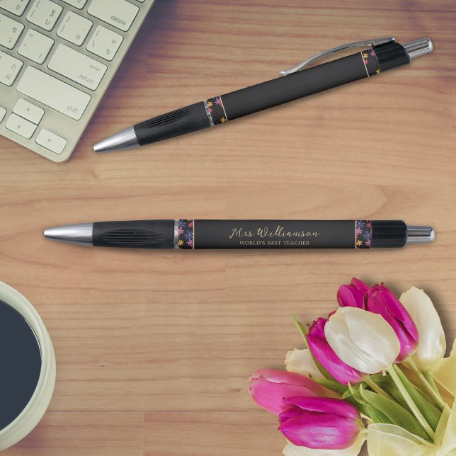 Bright Modern Floral Teacher's Pen (Bright Modern Floral Teacher's Pen. Say thank you with this personalised gift.)