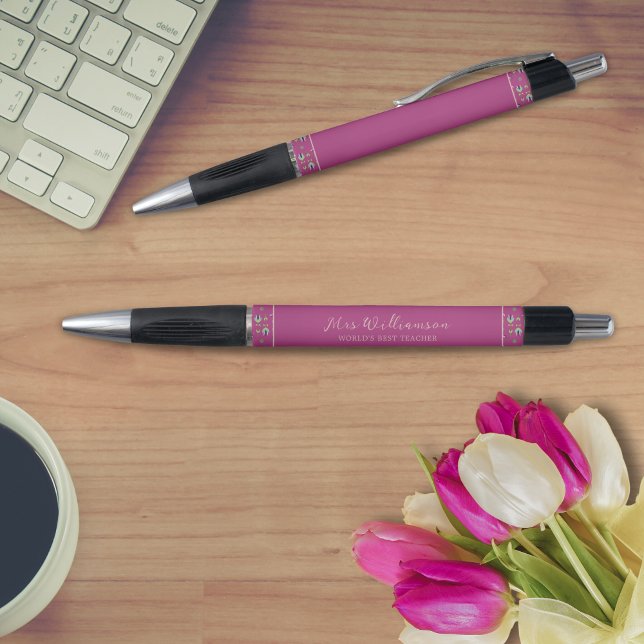 Bright Modern Floral Teacher's Pen (Bright Modern Floral Teacher's Pen. Say thank you with this personalised gift.)