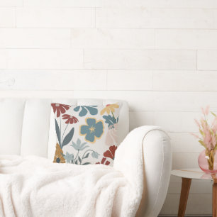 Bright Modern Floral Throw Pillow