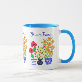 Bright Modern Flowers in Pots Mug