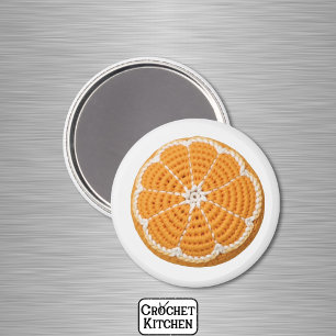 Bright Modern Minimal Fresh Crochet Orange Slice Magnet