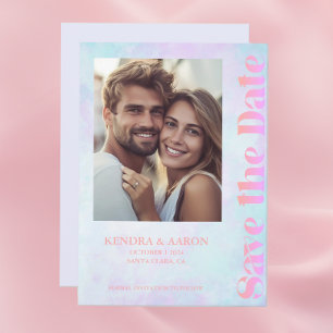 Bright Modern Minimal Neon Wedding Save The Date Invitation