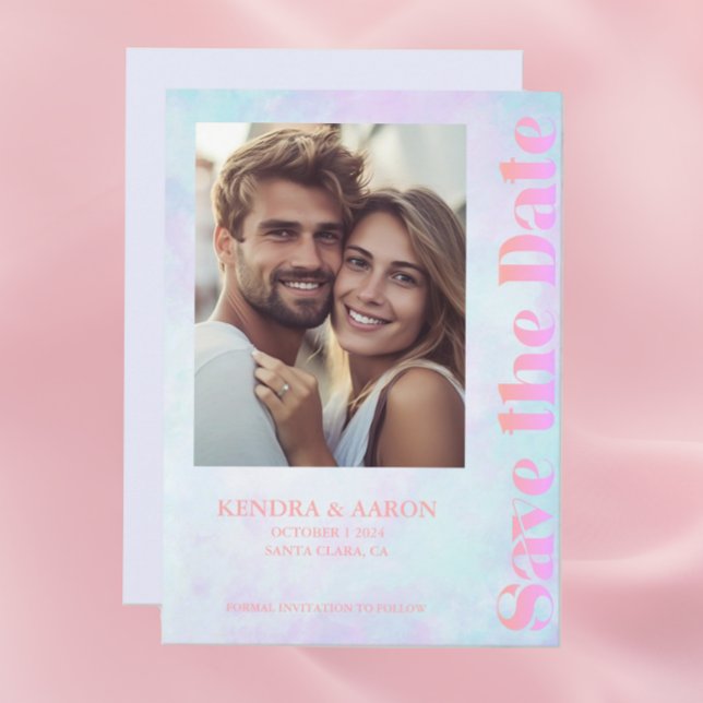 Bright Modern Minimal Neon Wedding Save The Date Invitation (Creator Uploaded)