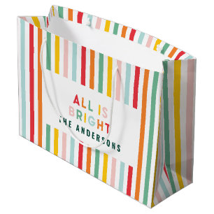 Bright modern minimal simple family Christmas  Large Gift Bag