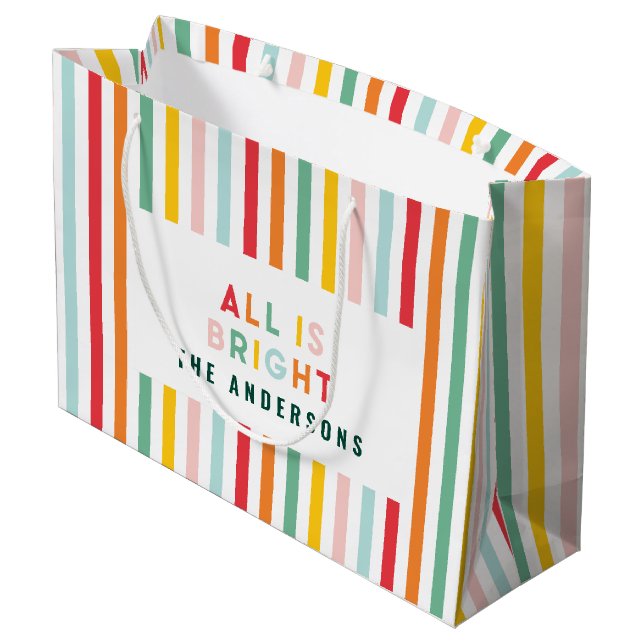 Bright modern minimal simple family Christmas  Large Gift Bag (Back Angled)