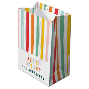 Bright modern minimal simple family Christmas  Medium Gift Bag