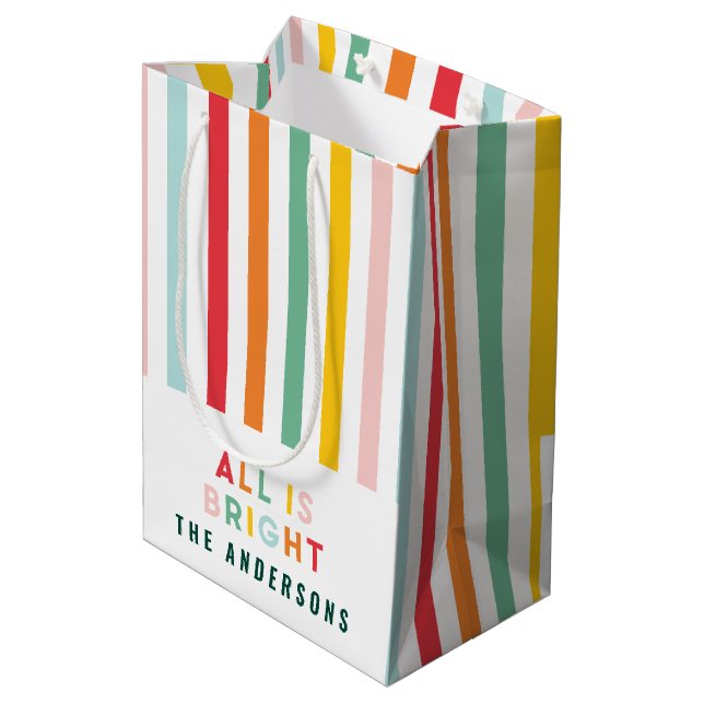 Bright modern minimal simple family Christmas  Medium Gift Bag (Back Angled)