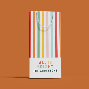 Bright modern minimal simple family Christmas  Small Gift Bag