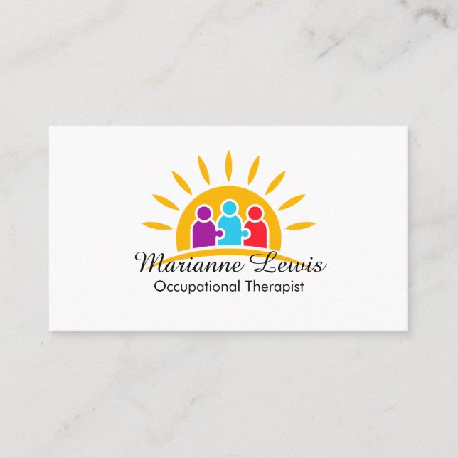 Bright Modern Occupational Therapist Autism Logo Business Card (Front)