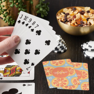 Bright Modern Orange Slices Pattern Personalised Playing Cards