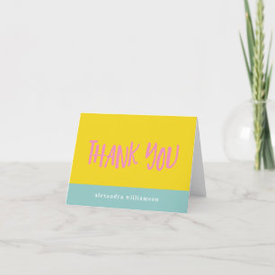 Bright Modern Pastel Thank You Design Blue Name Card