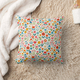Bright Modern Scandinavian Flowers Cushion