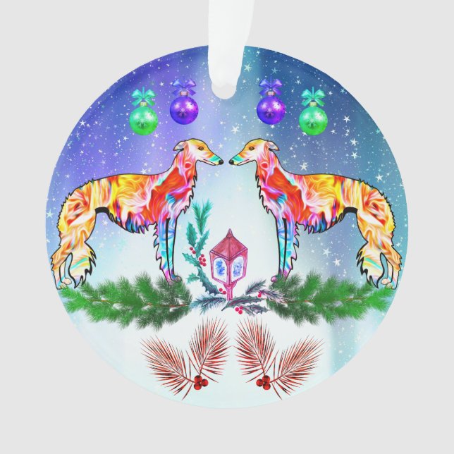 Bright  Modern Silken Windhound Ornament (Front)