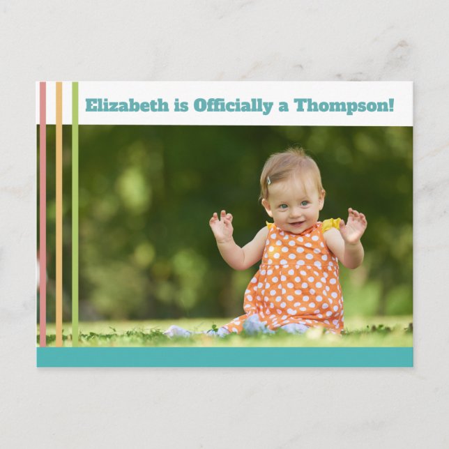 Bright Modern Stripes Adoption Announcements (Front)