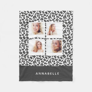 Bright modern vintage photo animal print fleece blanket