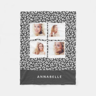 Bright modern vintage photo animal print fleece blanket