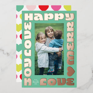 bright modern wishes christmas one photo green foil holiday card