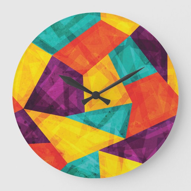 Bright Mosaic Grunge Seamless Pattern Large Clock (Front)