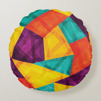 Bright Mosaic Grunge Seamless Pattern Round Cushion