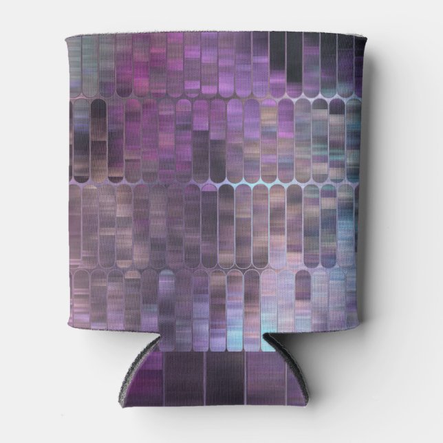 Bright Mosaic: Multicolored Glossy Abstract. Can Cooler (Front)