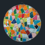 Bright Mosaic Tiles Dartboard<br><div class="desc">This design features an image of ceramic tiles in the form of a mosaic in various bright colours.</div>