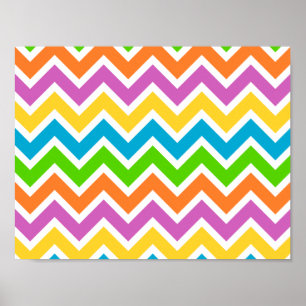 Bright Multi Colour Chevron Poster