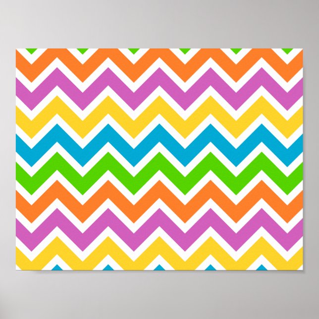 Bright Multi Colour Chevron Poster (Front)