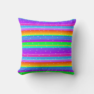 Bright multi colour eccentric style striped cushion